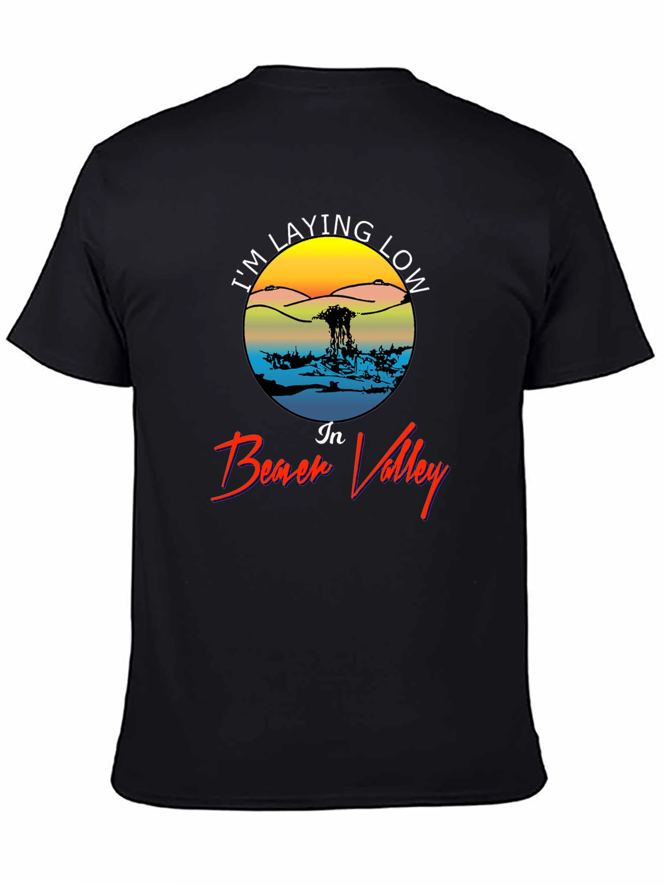Im Laying Low in Beach Valley Black Tee