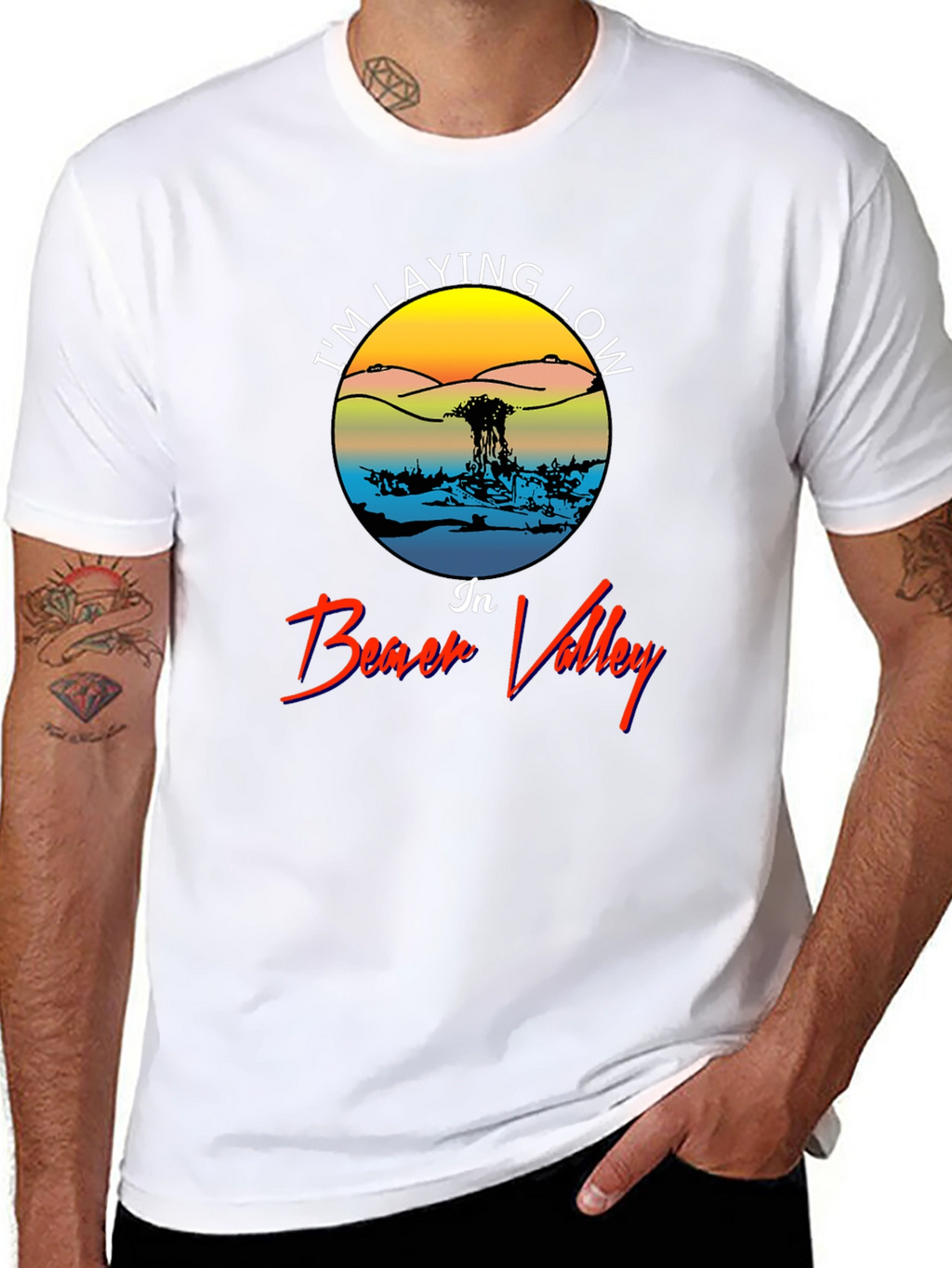 Im Laying Low in Beach Valley Black Tee