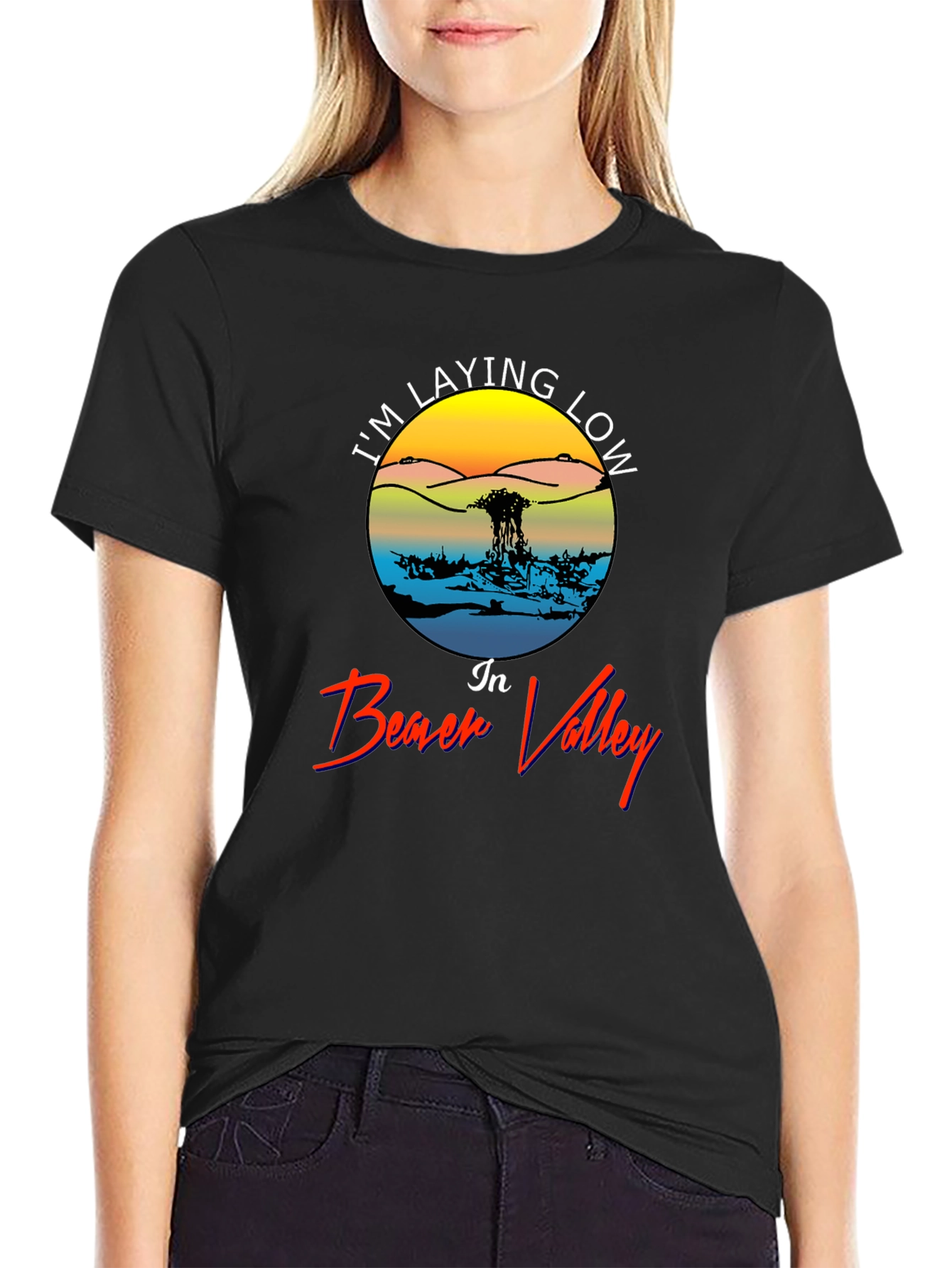 Im Laying Low in Beach Valley Black Tee