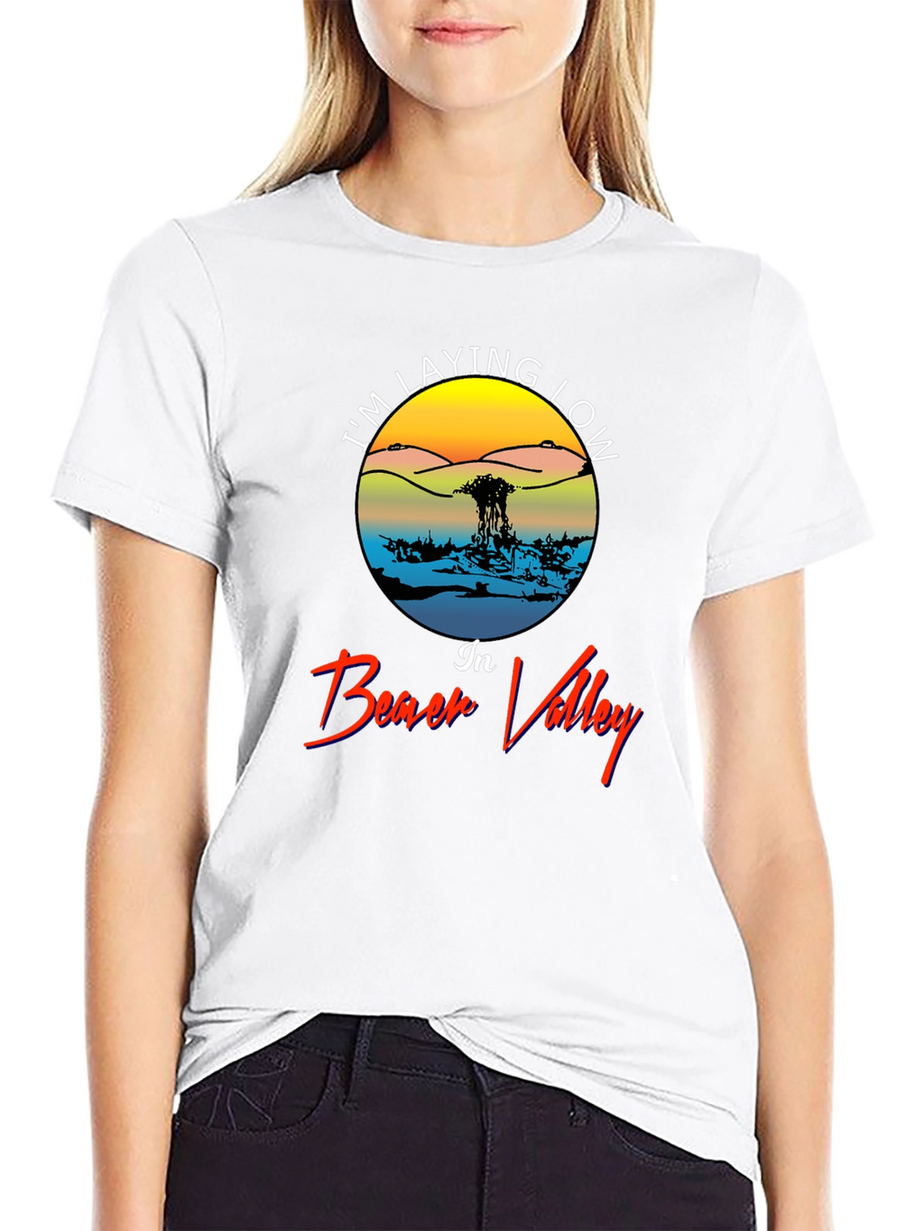 Im Laying Low in Beach Valley Black Tee