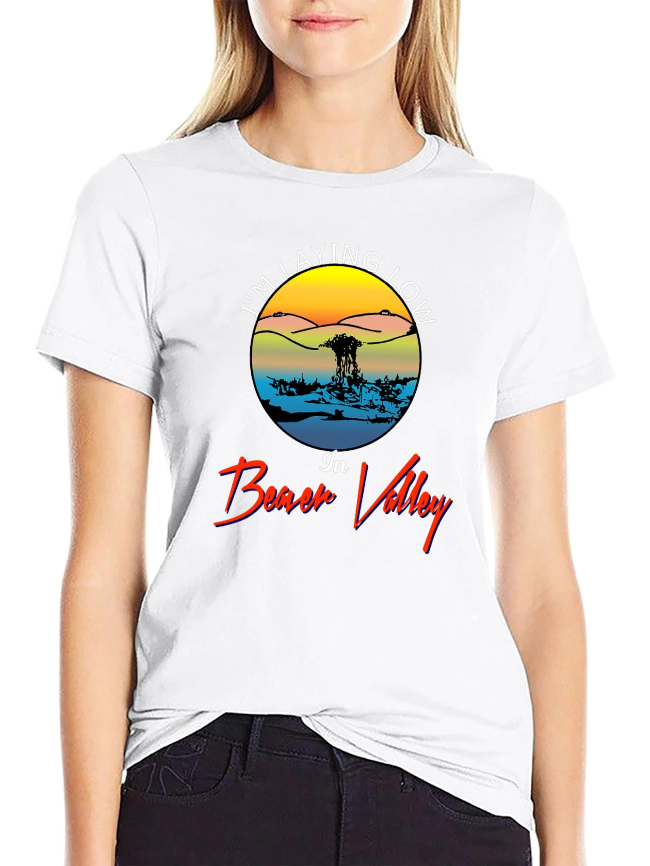 Im Laying Low in Beach Valley Black Tee