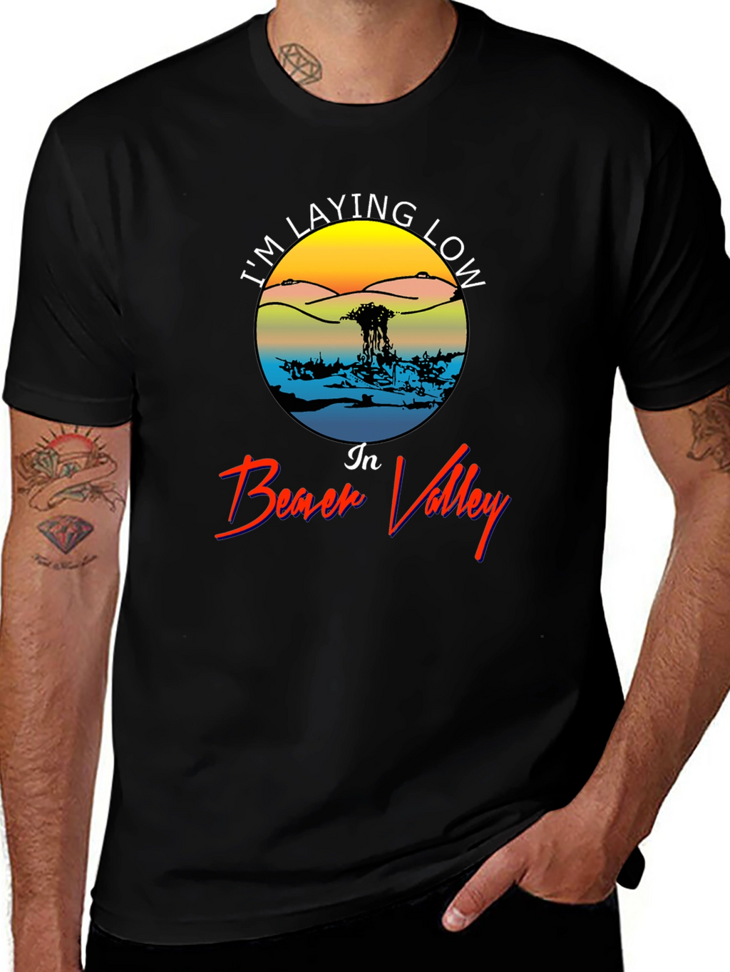 Im Laying Low in Beach Valley Black Tee