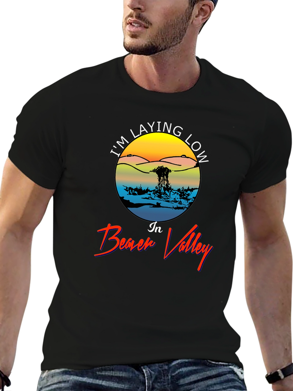 Im Laying Low in Beach Valley Black Tee