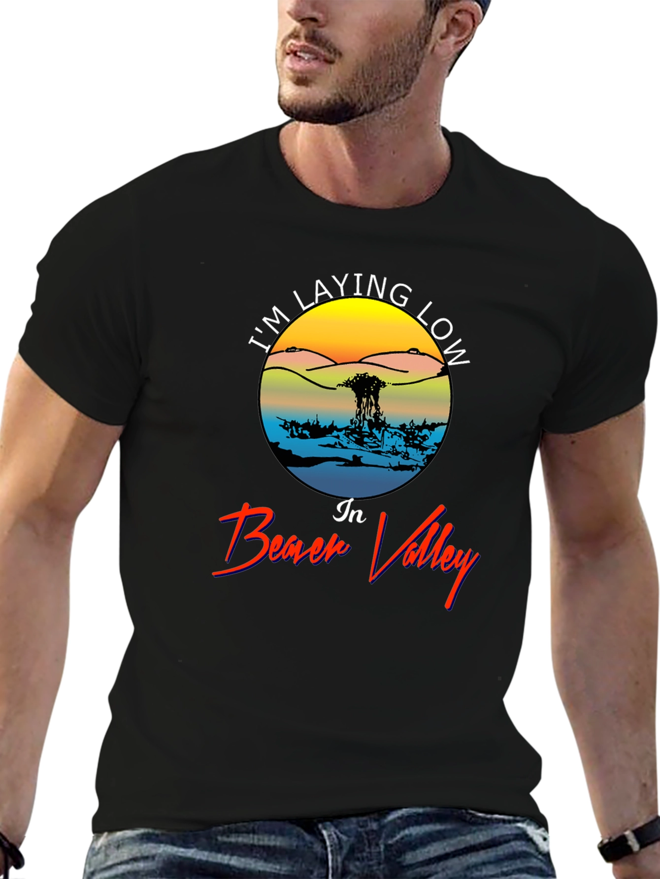 Im Laying Low in Beach Valley Black Tee