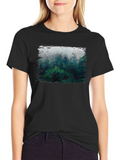 Misty Forest Graphic Tee - Black Cotton Blend