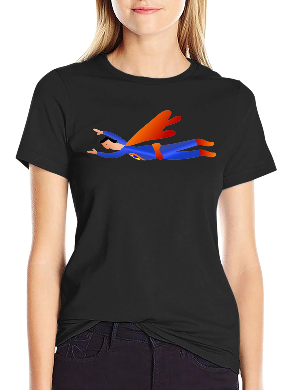 Super Hero Cartoon Black T-Shirt