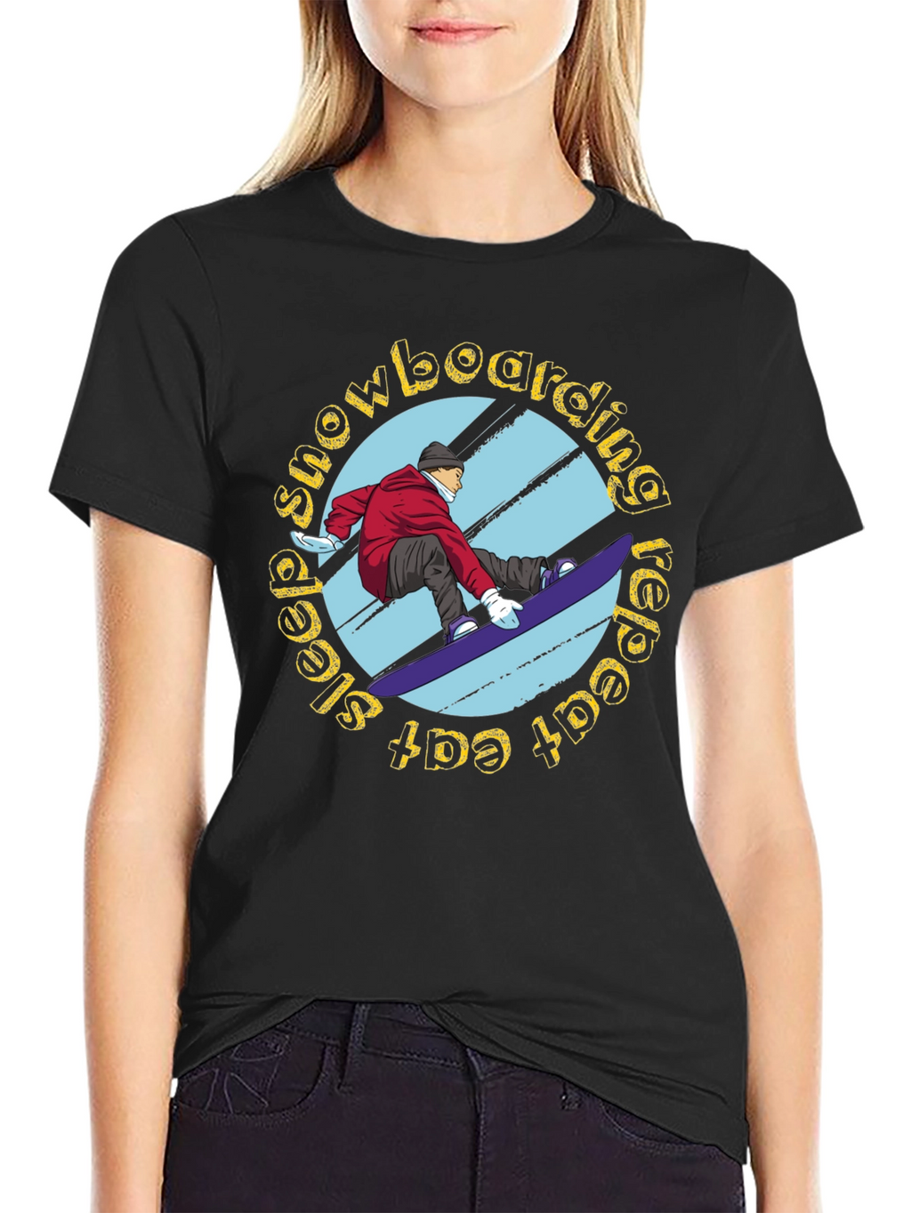 Snowboarding Graphic Tee - Eat Sleep Snowboard Repeat