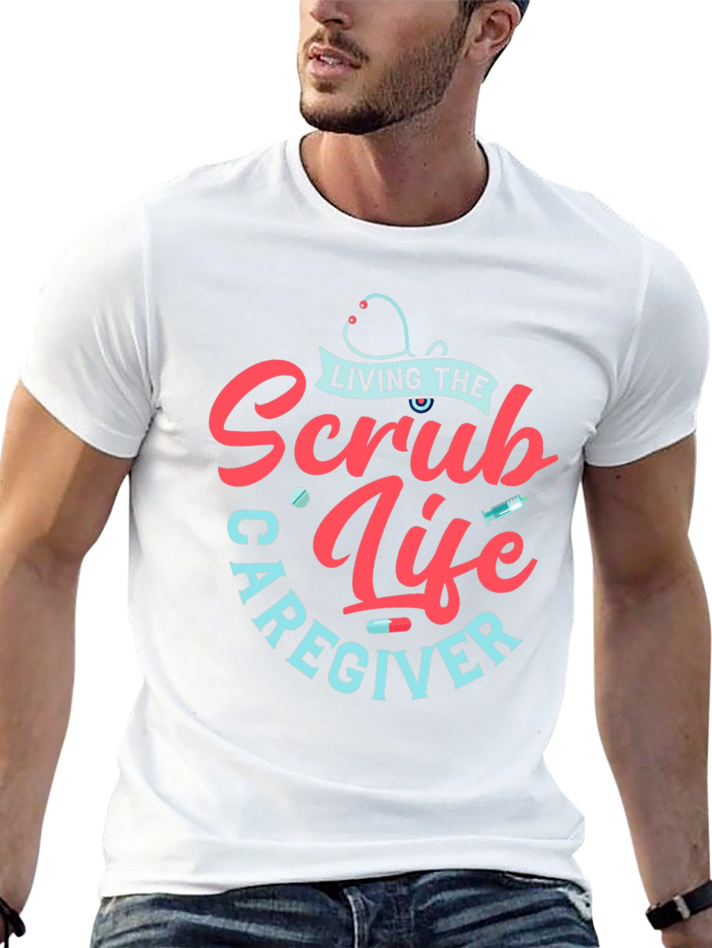 Scrub Life Caregiver T-Shirt - Black