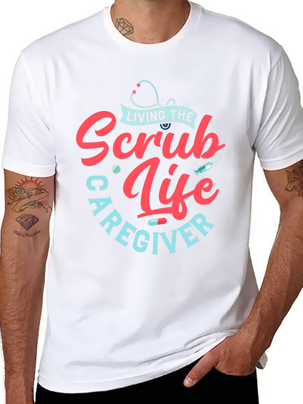Scrub Life Caregiver T-Shirt - Black