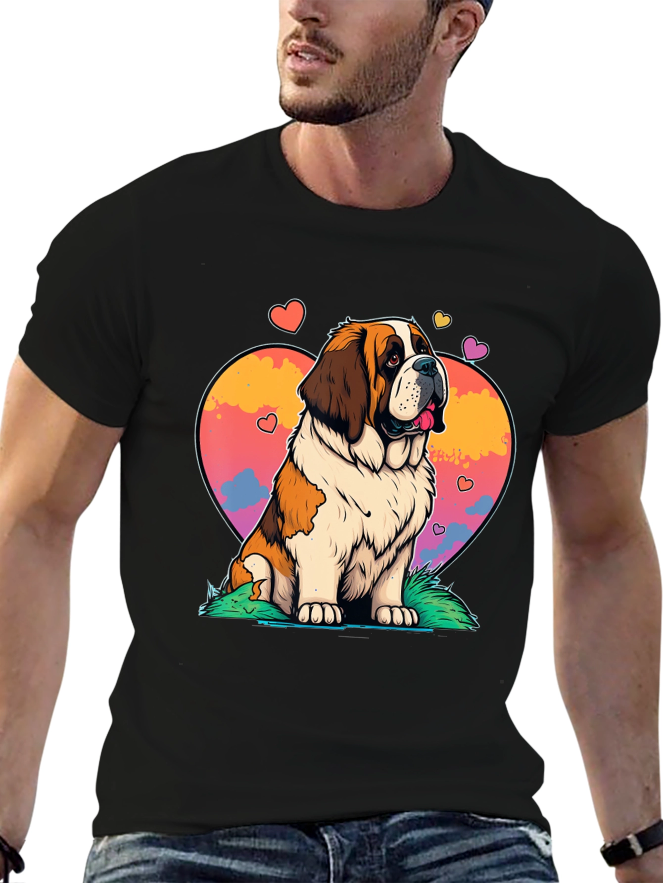 Saint Bernard Dog Heart Graphic Tee