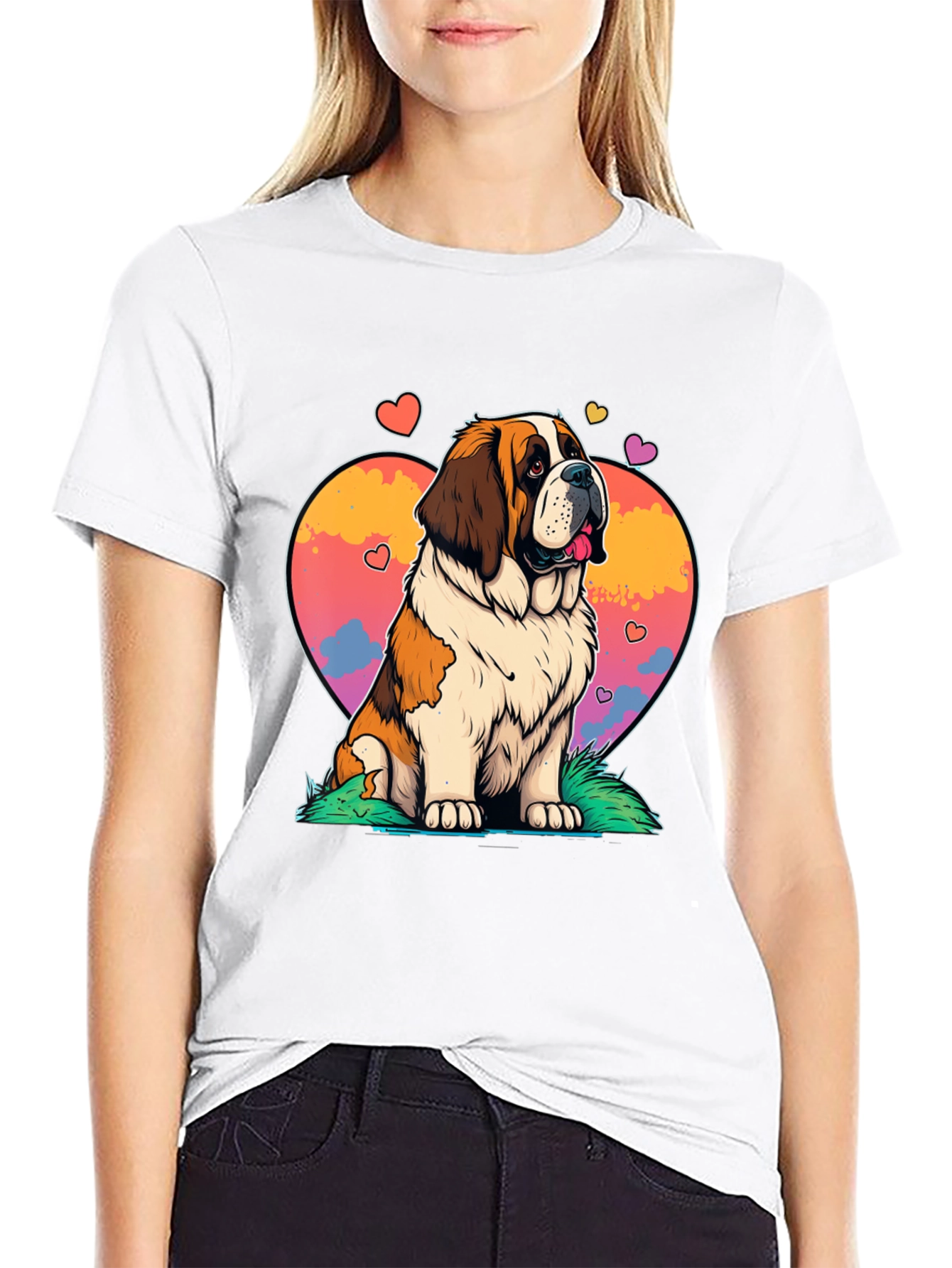 Saint Bernard Dog Heart Graphic Tee