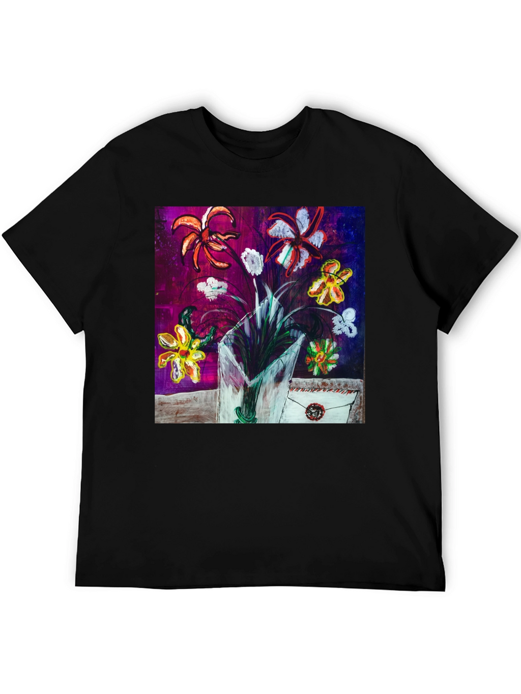 Floral Art T-Shirt - Unique Painted Design