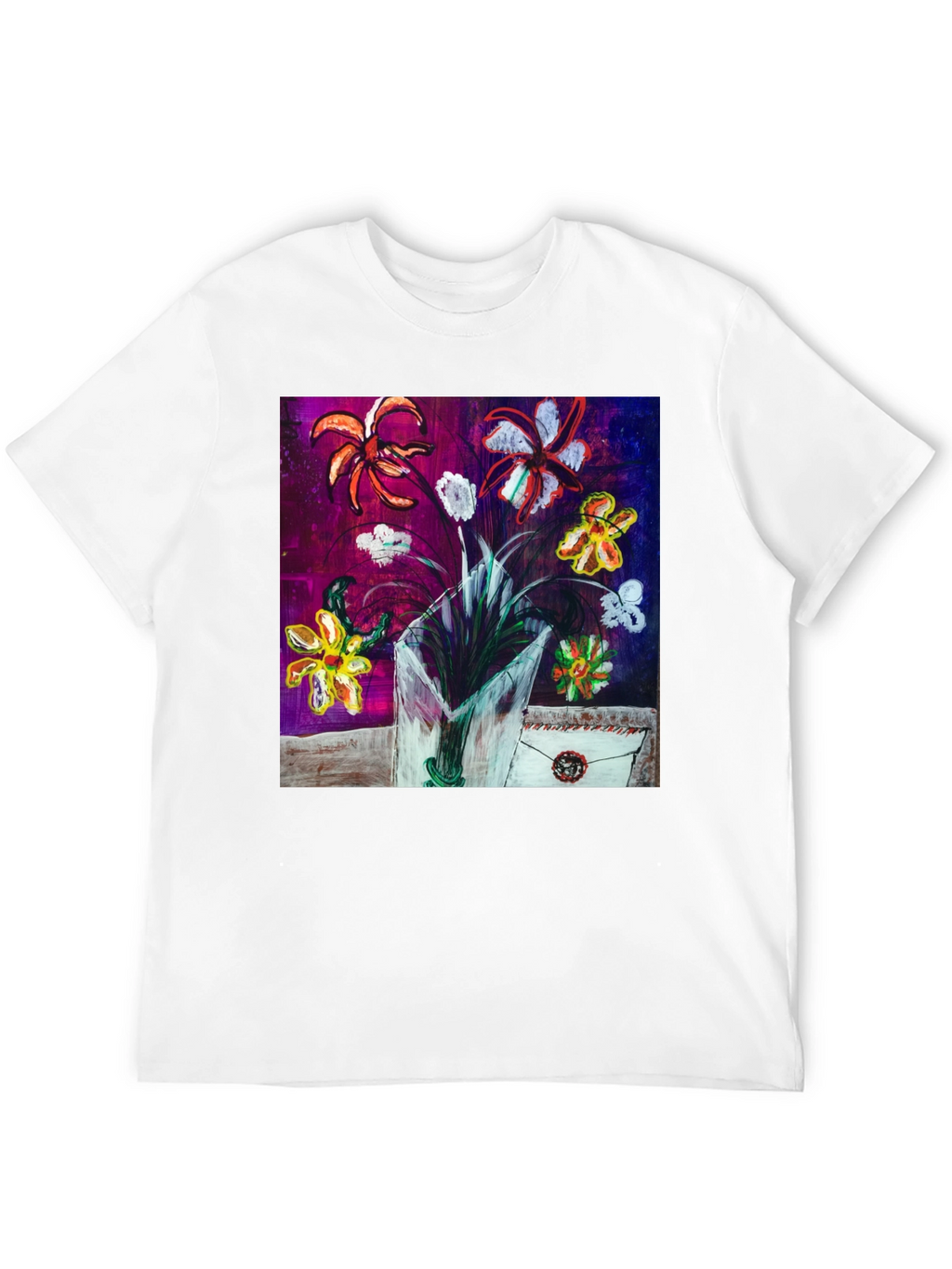 Floral Art T-Shirt - Unique Painted Design