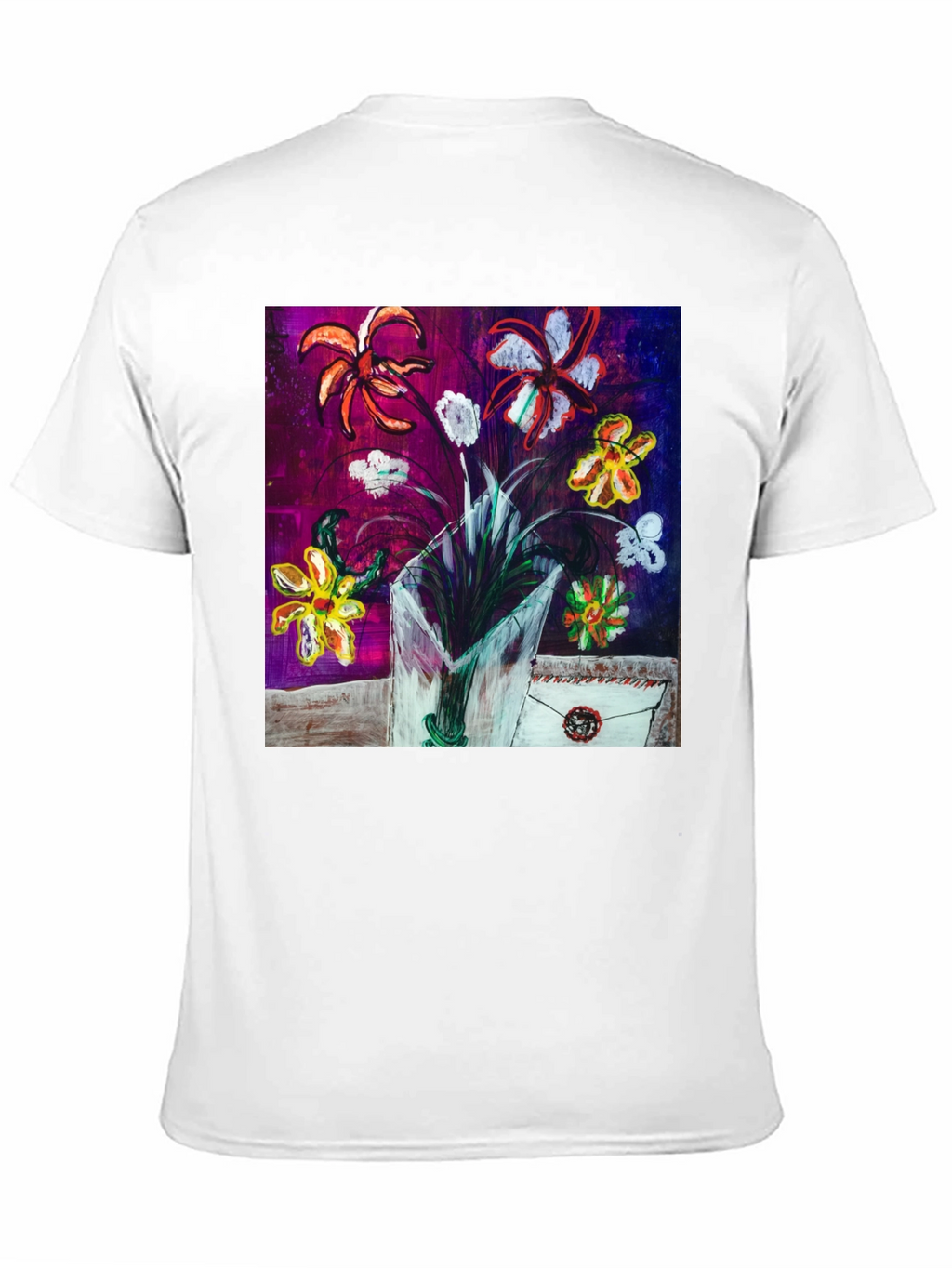 Floral Art T-Shirt - Unique Painted Design