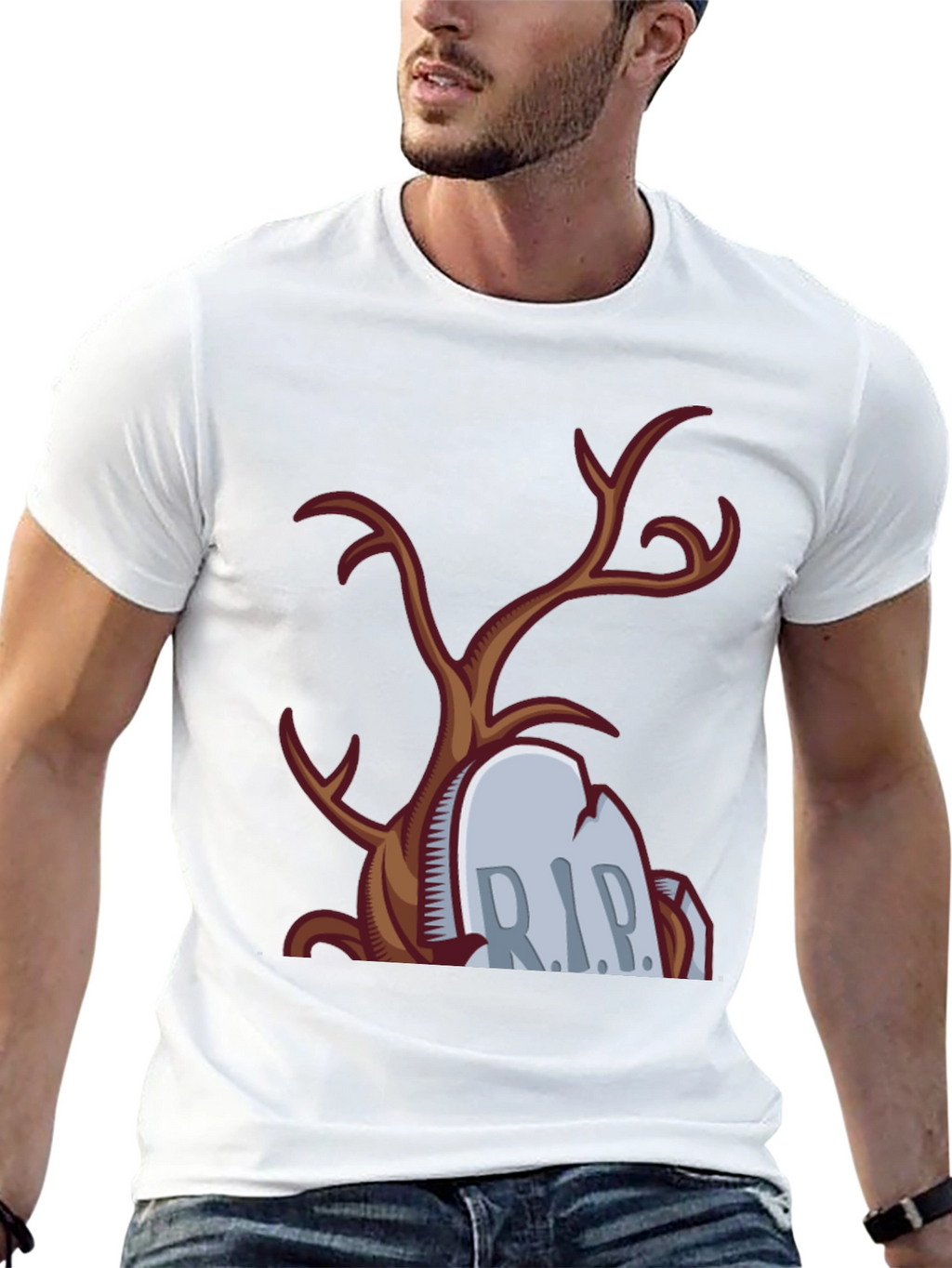 Spooky RIP Tombstone Tree Graphic Tee