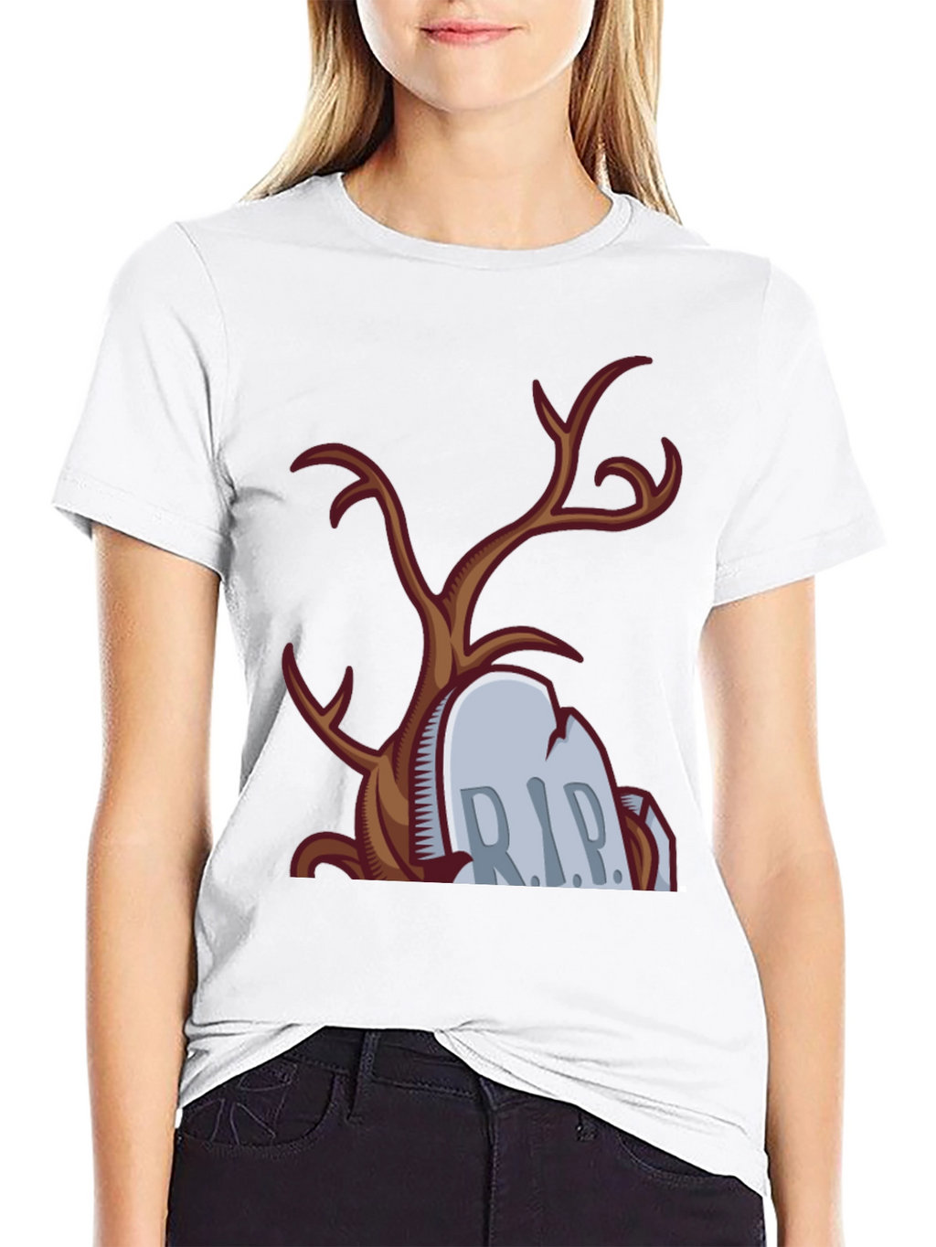Spooky RIP Tombstone Tree Graphic Tee