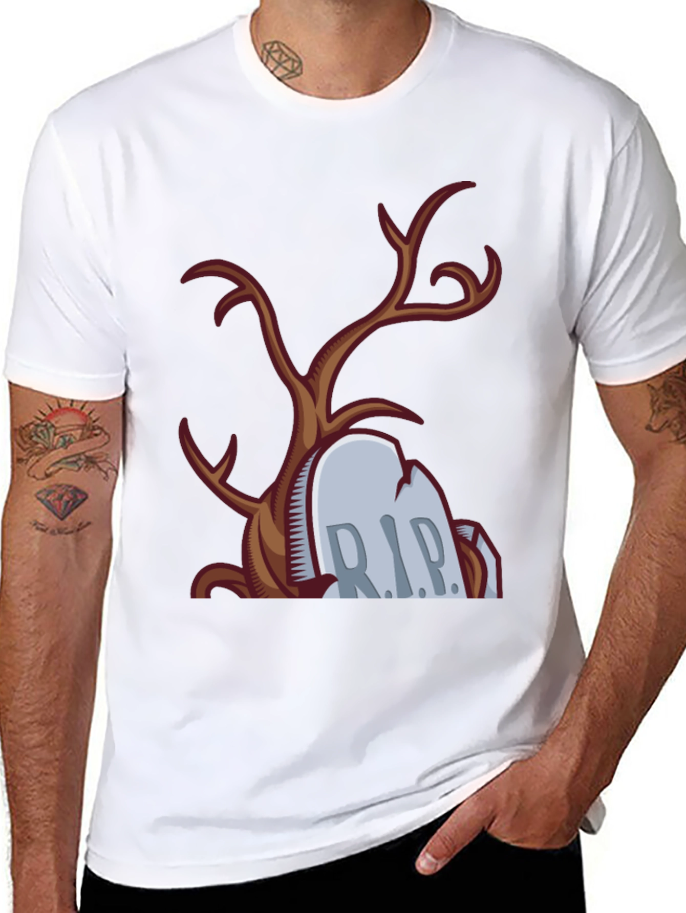 Spooky RIP Tombstone Tree Graphic Tee