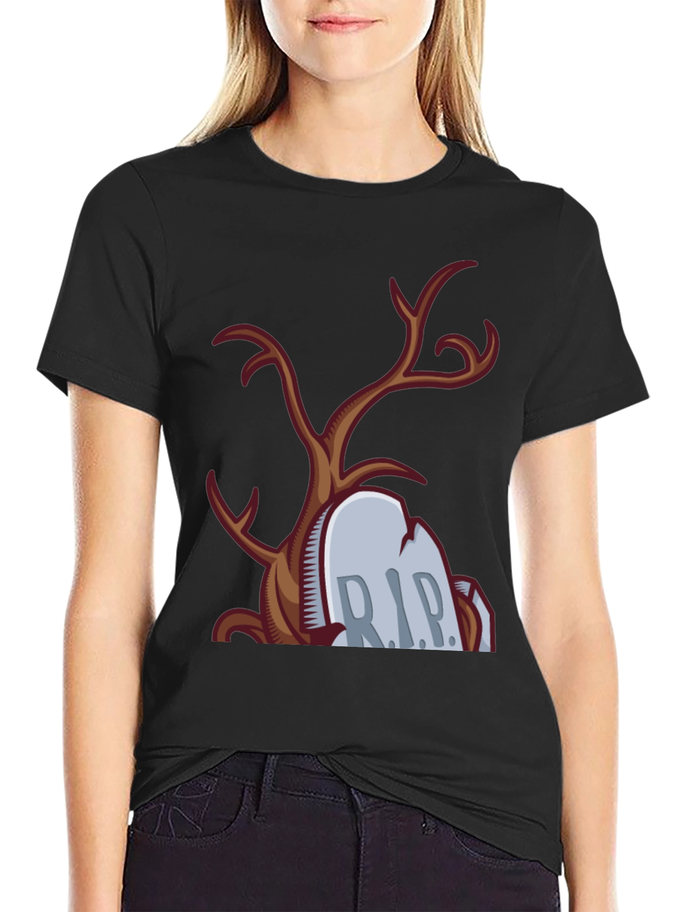 Spooky RIP Tombstone Tree Graphic Tee