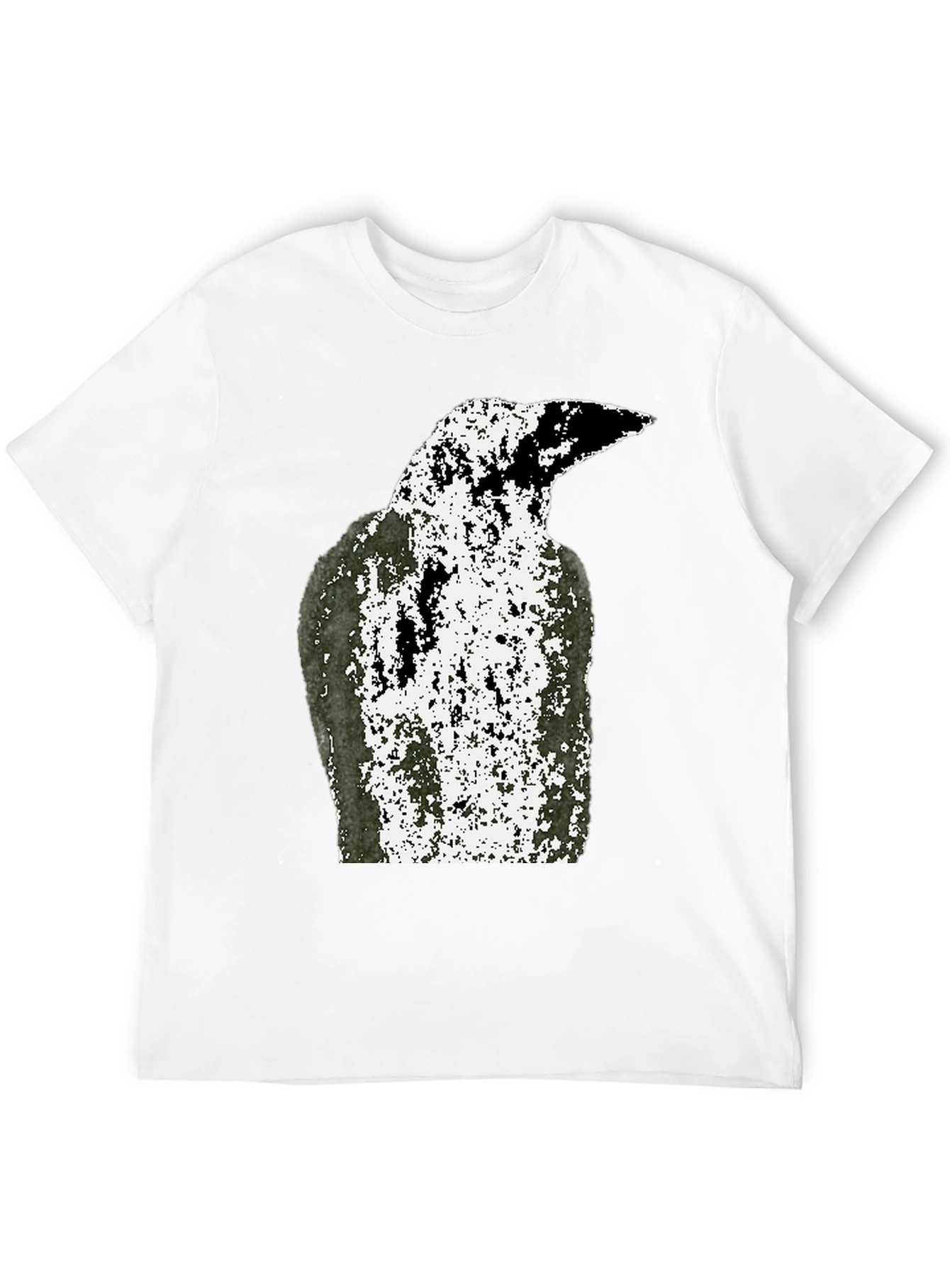 Grunge Raven Graphic Tee - Black Cotton T-Shirt