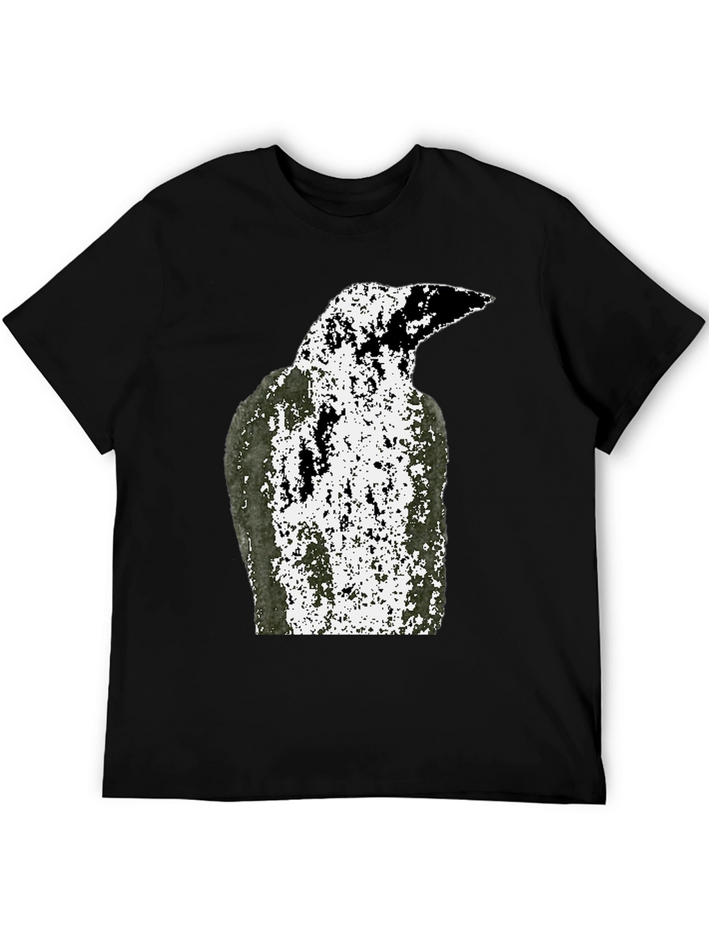 Grunge Raven Graphic Tee - Black Cotton T-Shirt