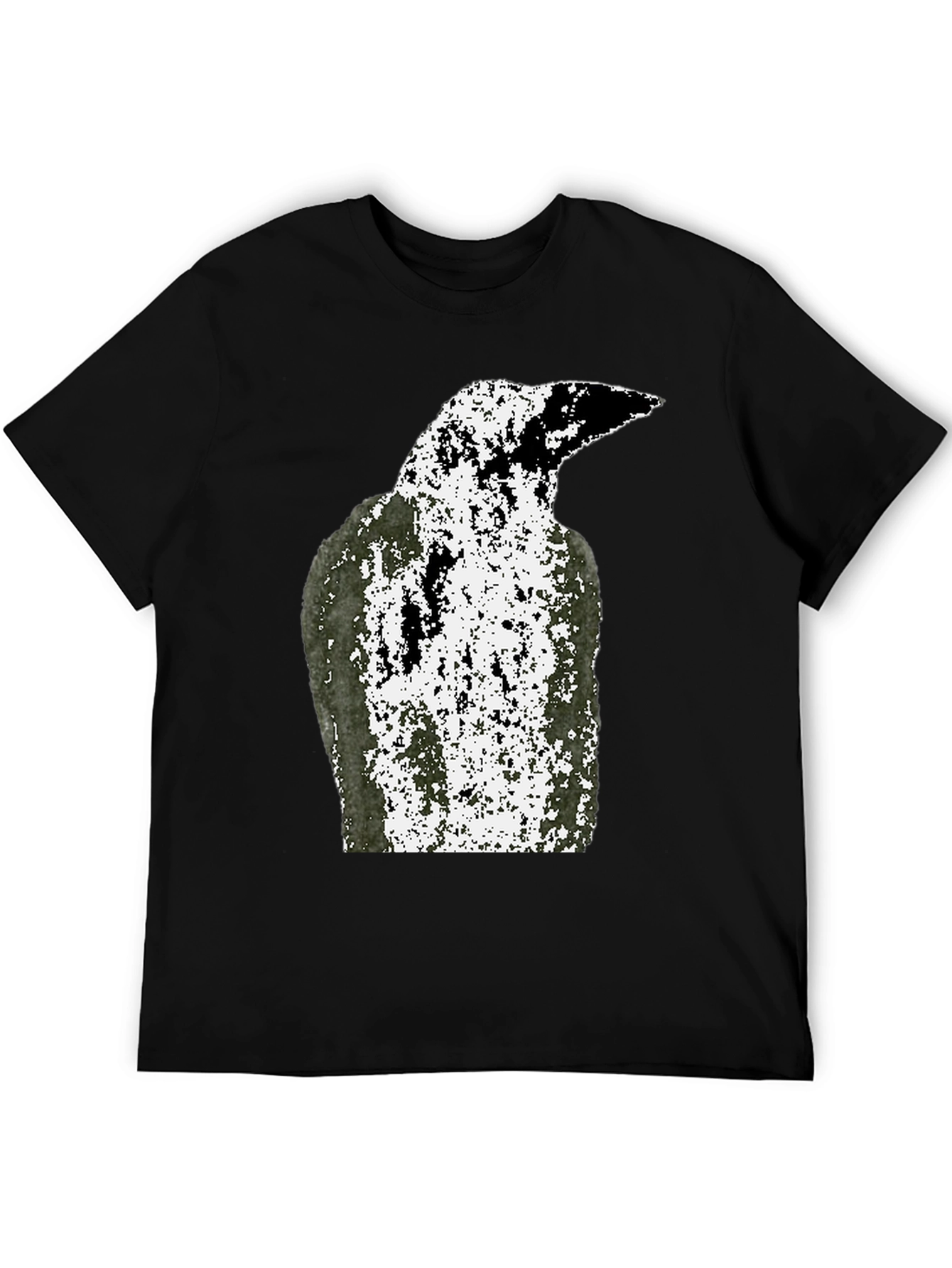 Grunge Raven Graphic Tee - Black Cotton T-Shirt