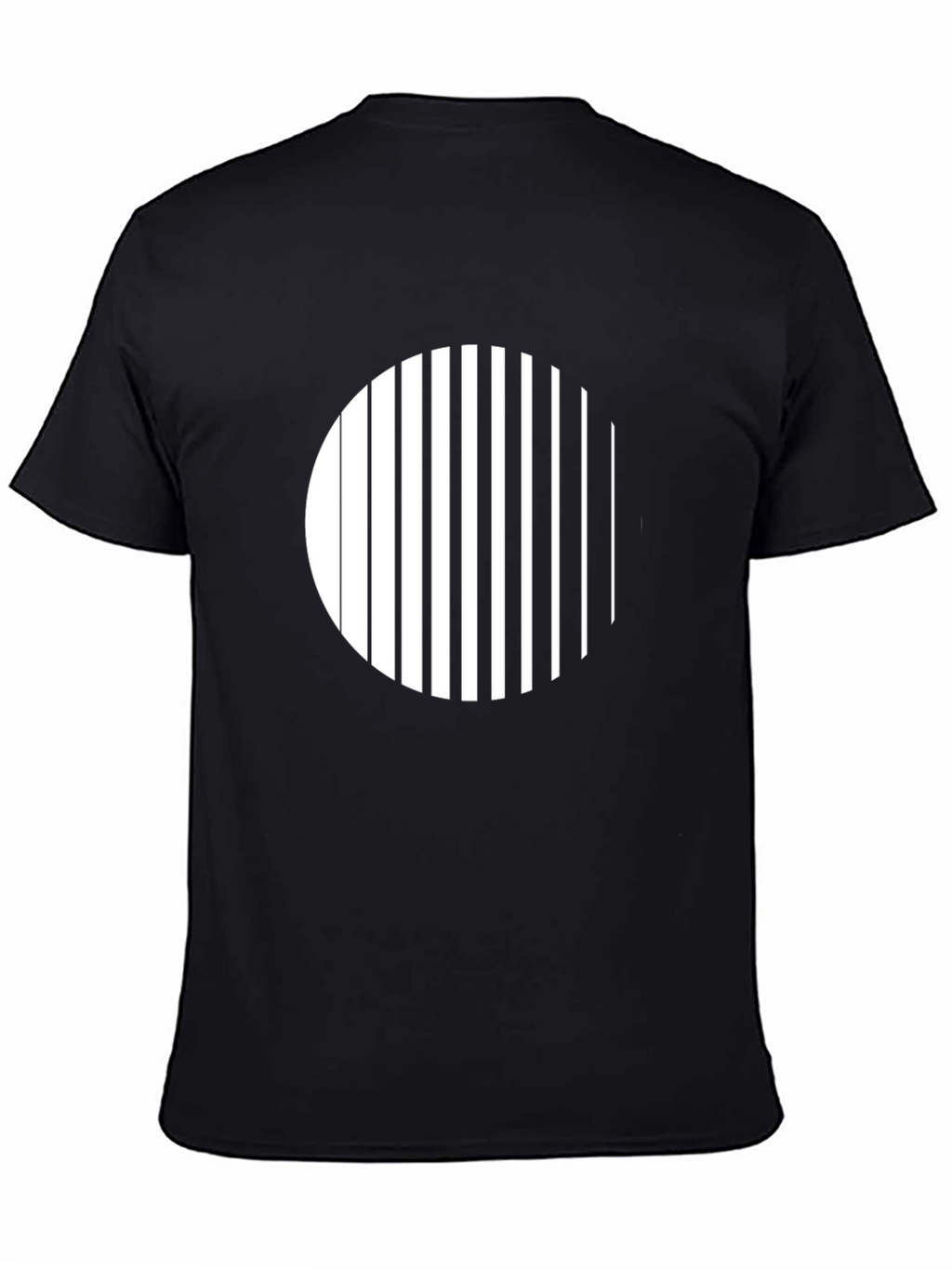 Modern Striped Circle Graphic Black T-Shirt
