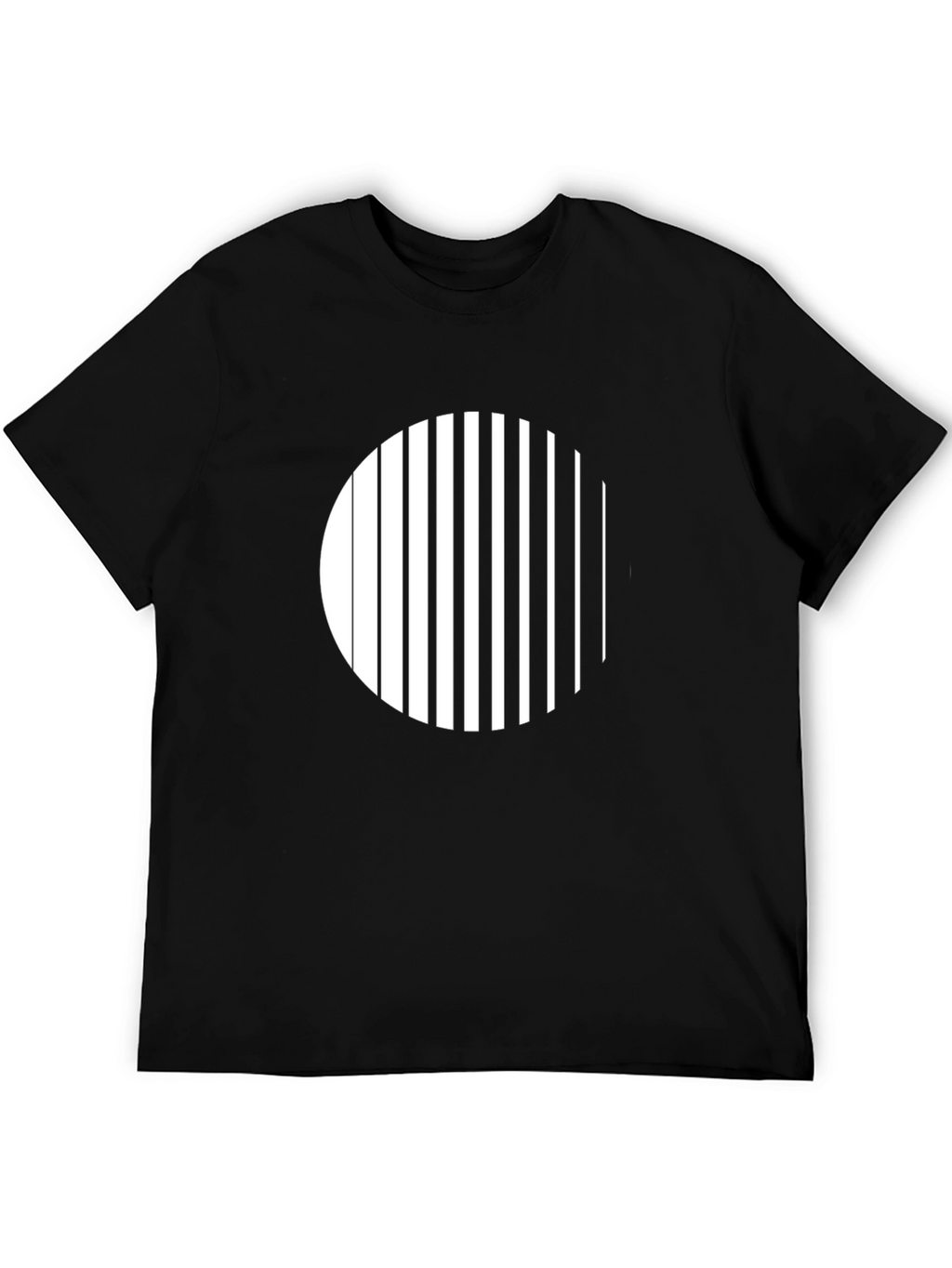 Modern Striped Circle Graphic Black T-Shirt
