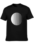 Modern Striped Circle Graphic Black T-Shirt