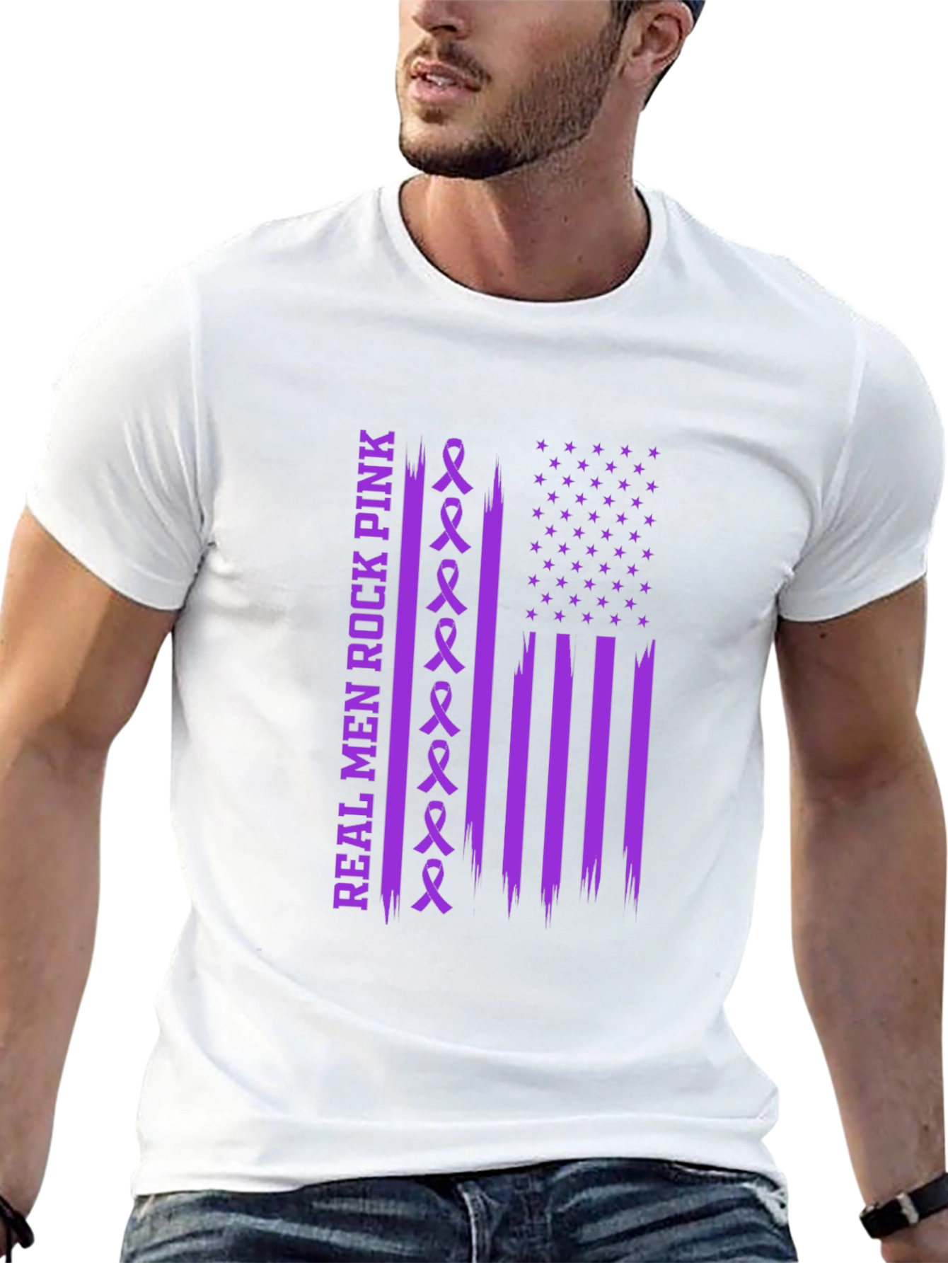 Real Men Rock Pink Awareness T-Shirt