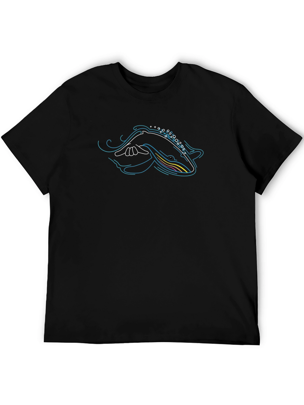 Whale Graphic Tee - Black Casual T-Shirt