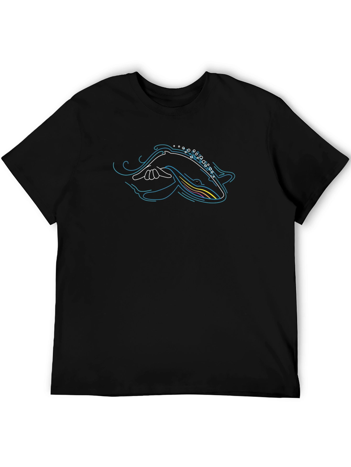 Whale Graphic Tee - Black Casual T-Shirt