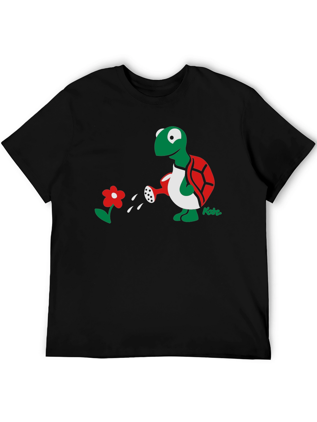 Whimsical Turtle Watering Flower Graphic Tee