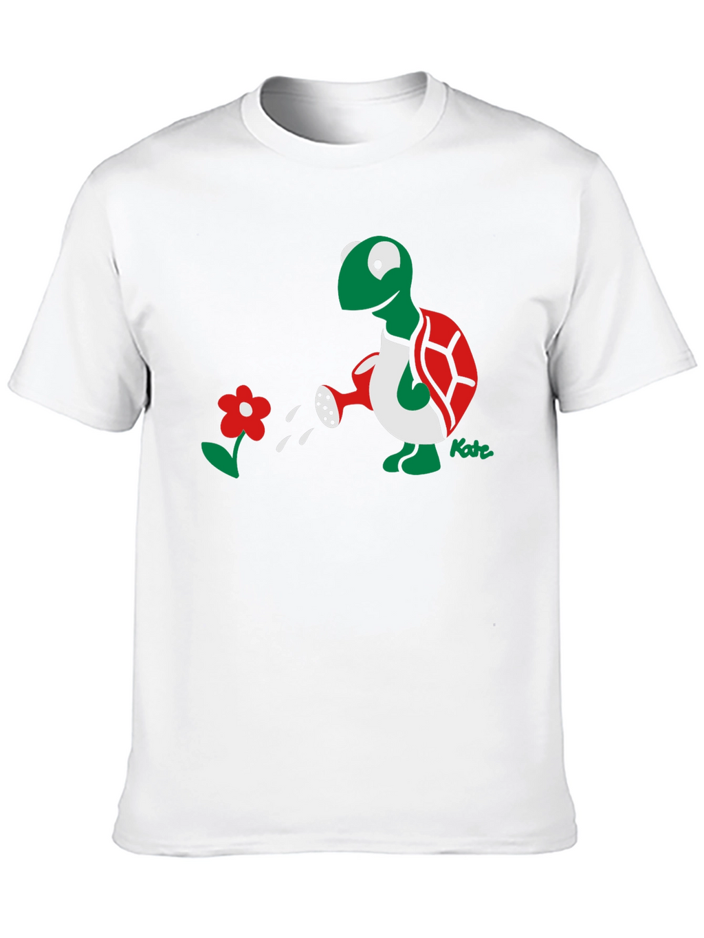 Whimsical Turtle Watering Flower Graphic Tee