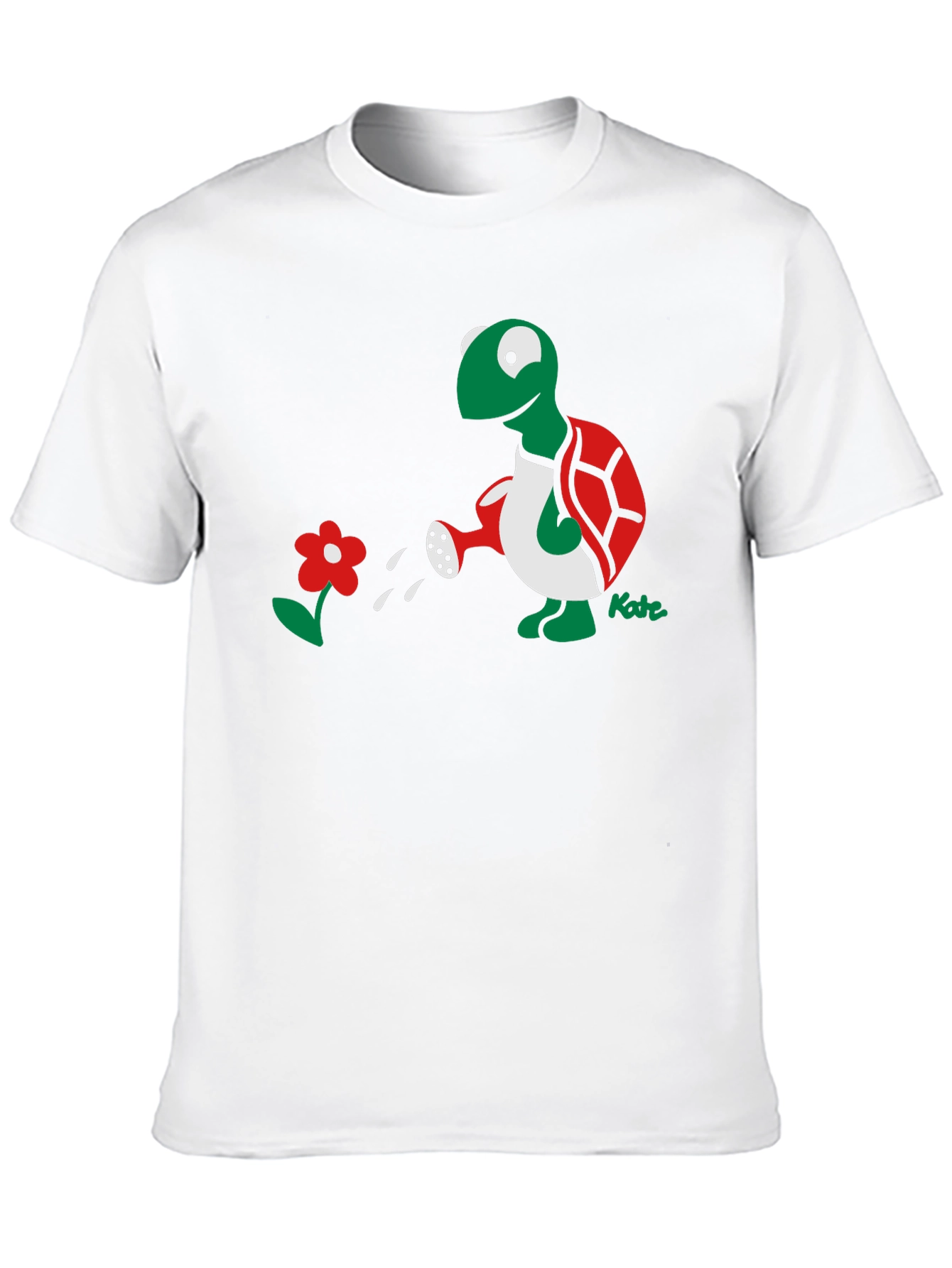Whimsical Turtle Watering Flower Graphic Tee