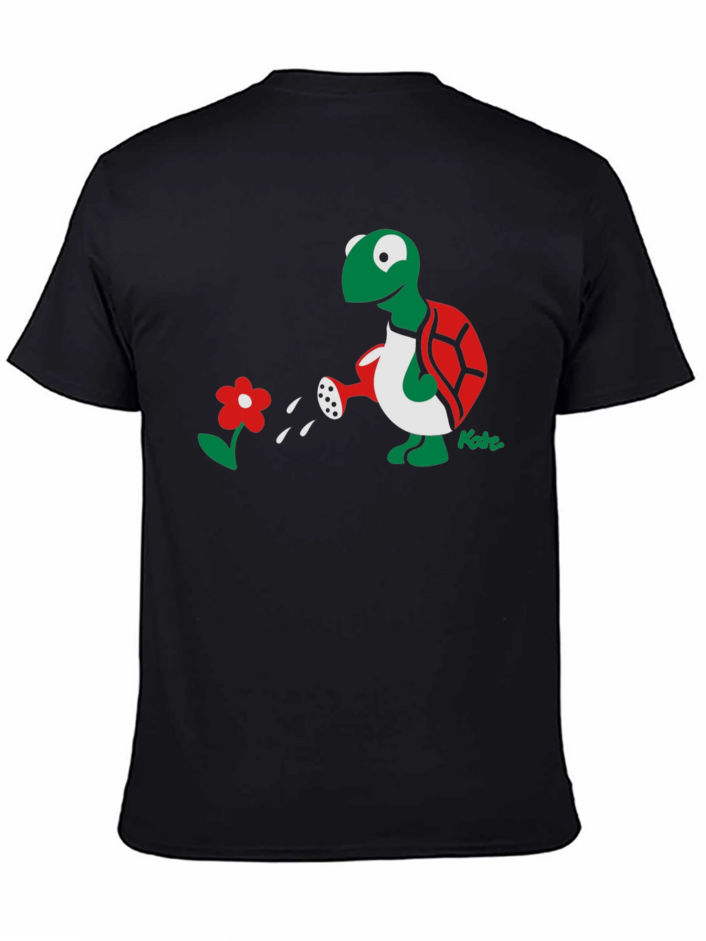 Whimsical Turtle Watering Flower Graphic Tee