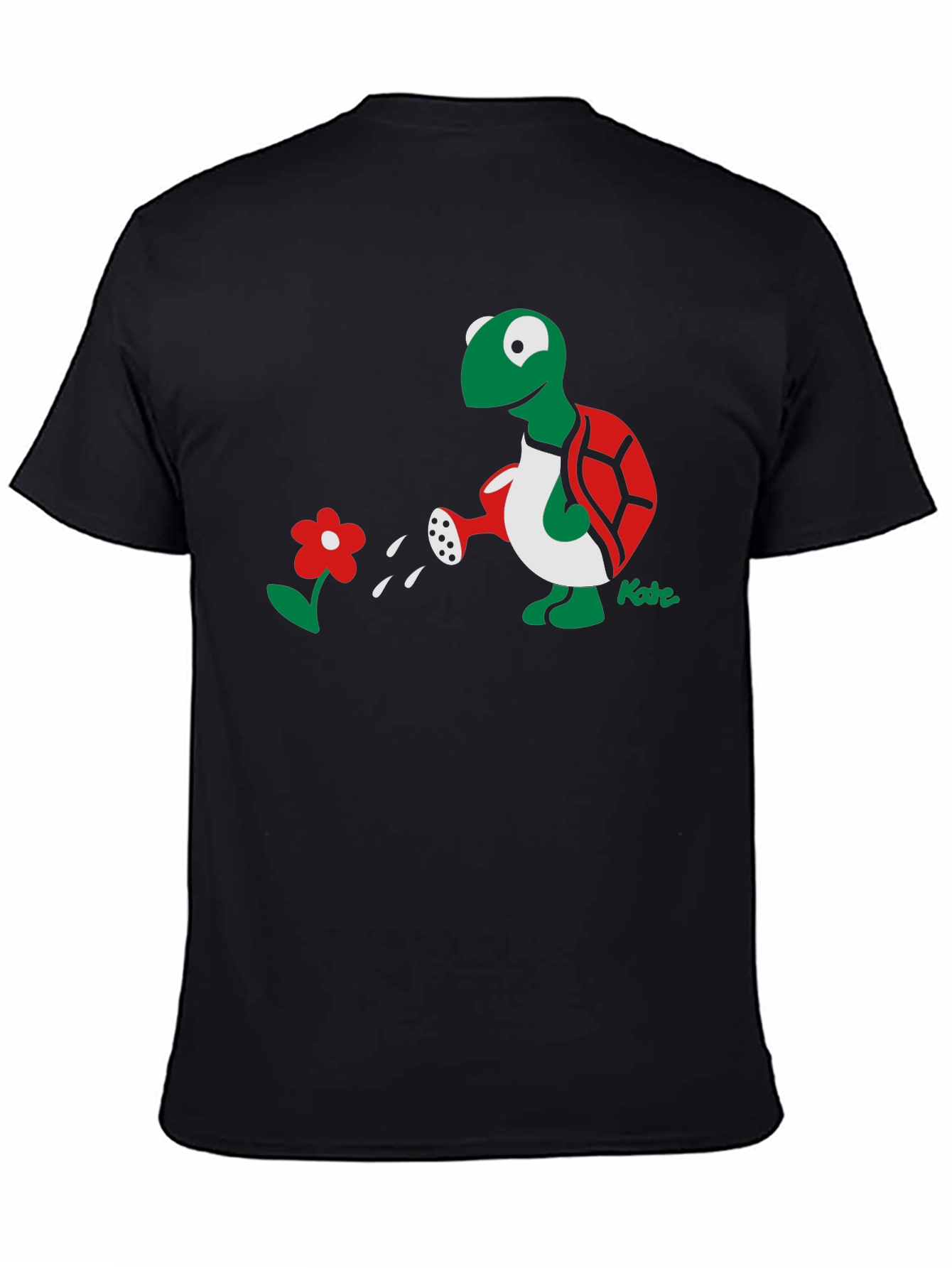 Whimsical Turtle Watering Flower Graphic Tee