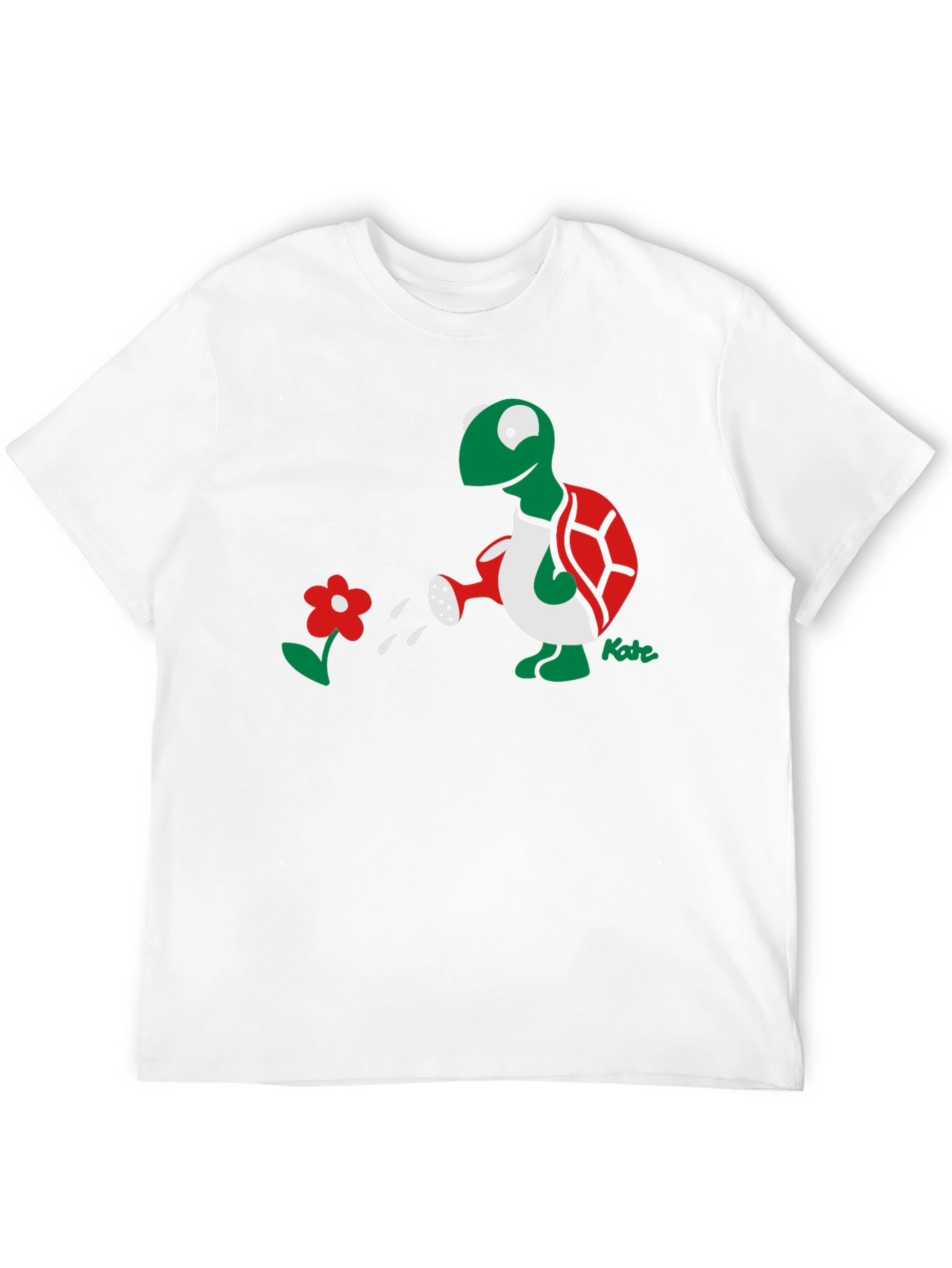Whimsical Turtle Watering Flower Graphic Tee