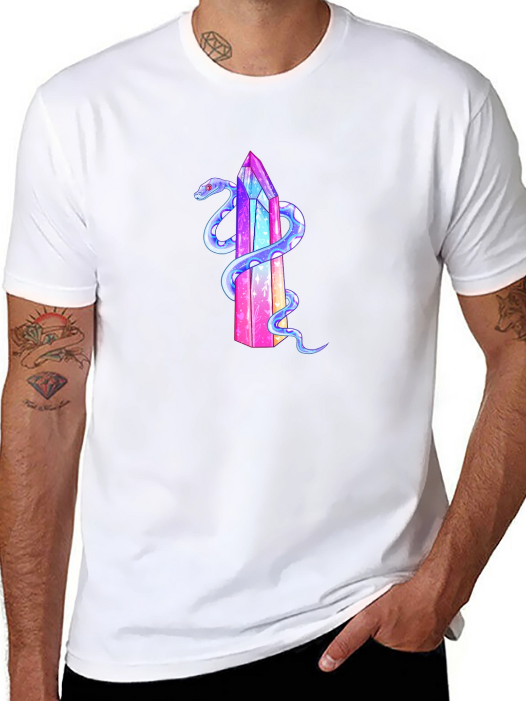 Crystal Snake Graphic T-Shirt - Stylish Mens Tee