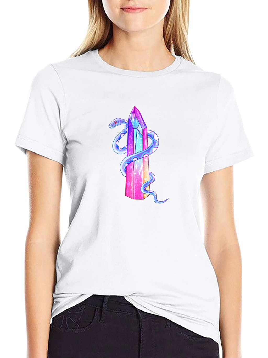 Crystal Snake Graphic T-Shirt - Stylish Mens Tee
