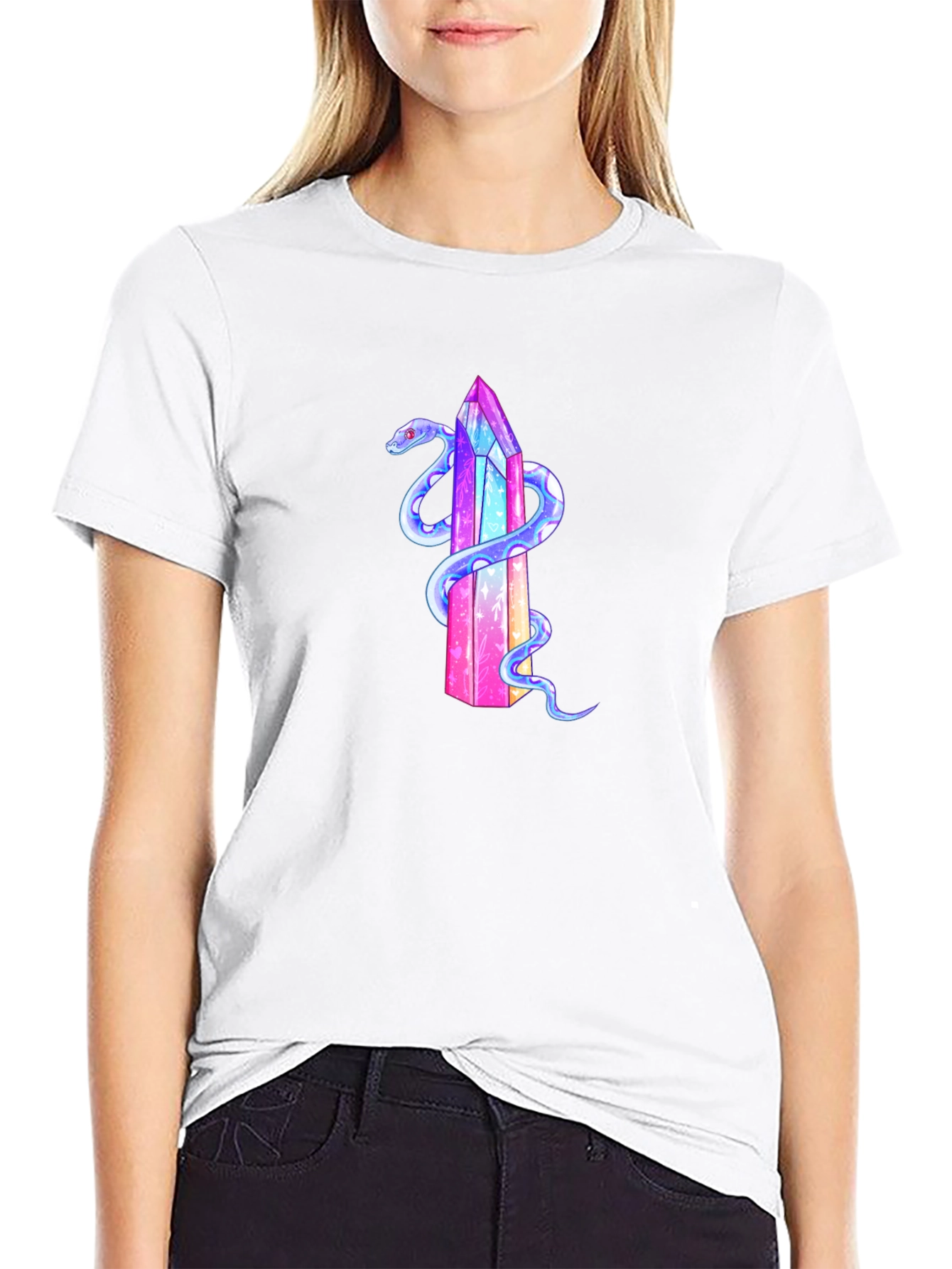 Crystal Snake Graphic T-Shirt - Stylish Mens Tee
