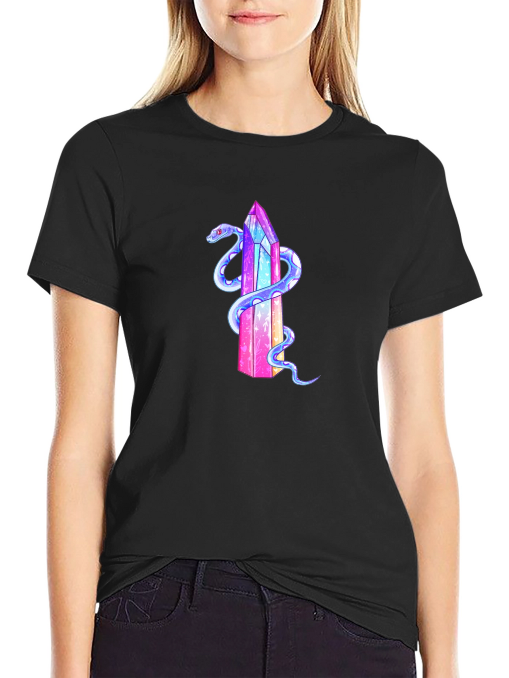 Crystal Snake Graphic T-Shirt - Stylish Mens Tee