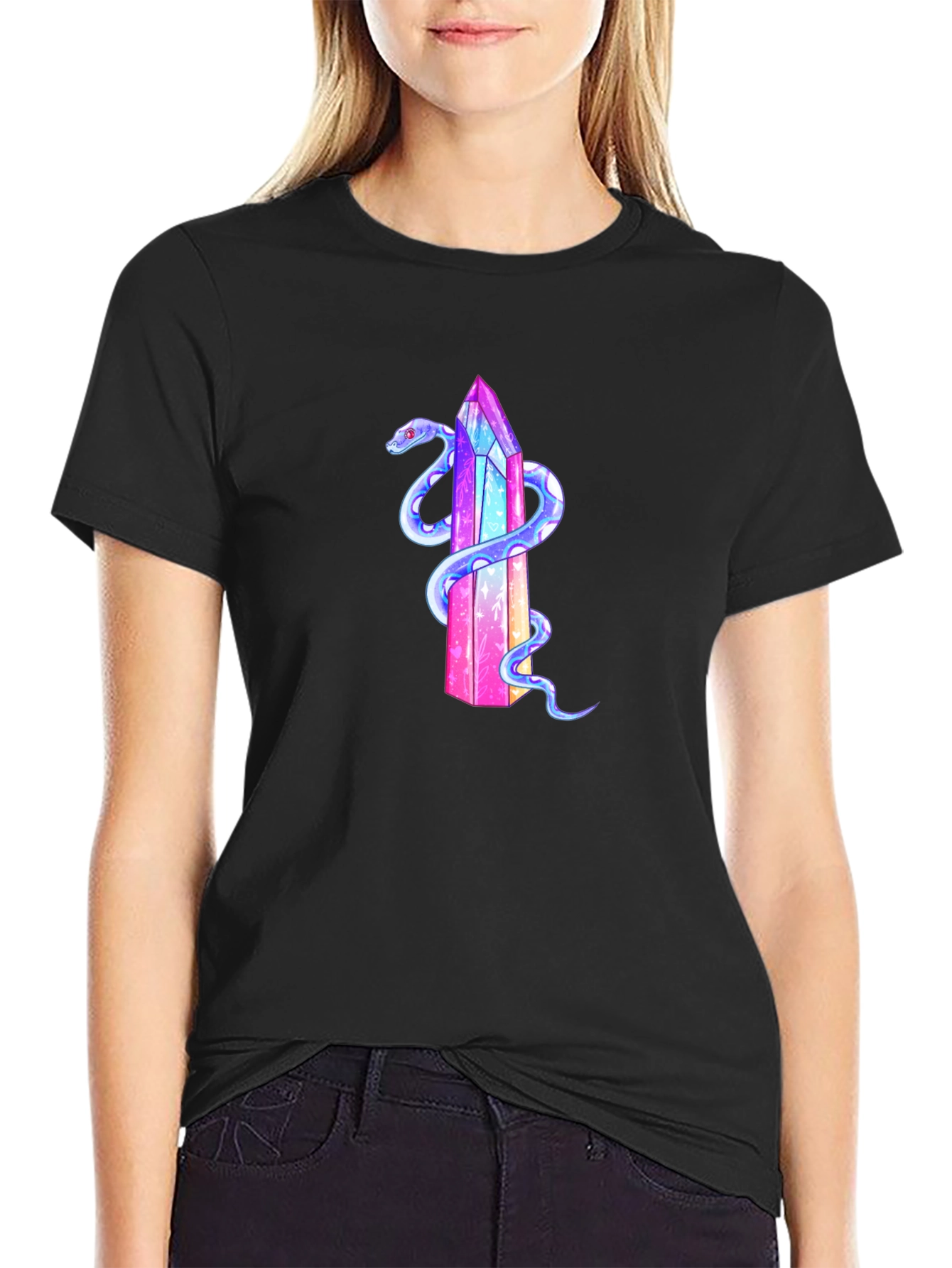 Crystal Snake Graphic T-Shirt - Stylish Mens Tee
