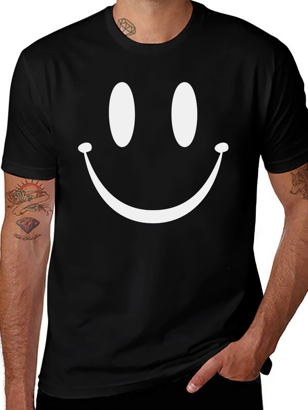 Smiley Face Graphic Tee - Classic Black T-Shirt
