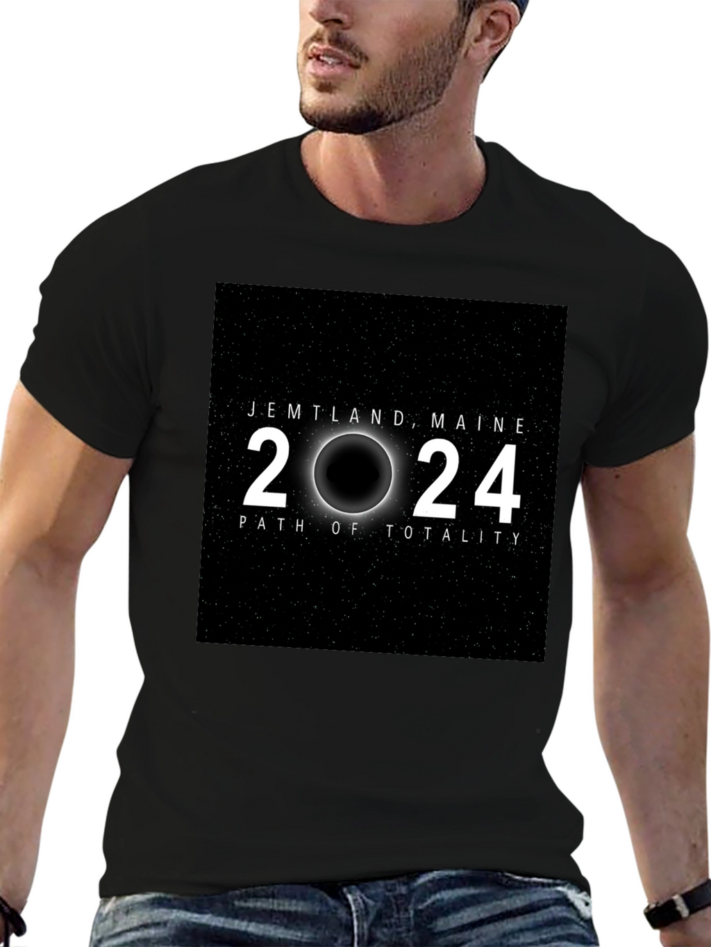 Jemtland Maine 2024 Path of Totality Black T-Shirt