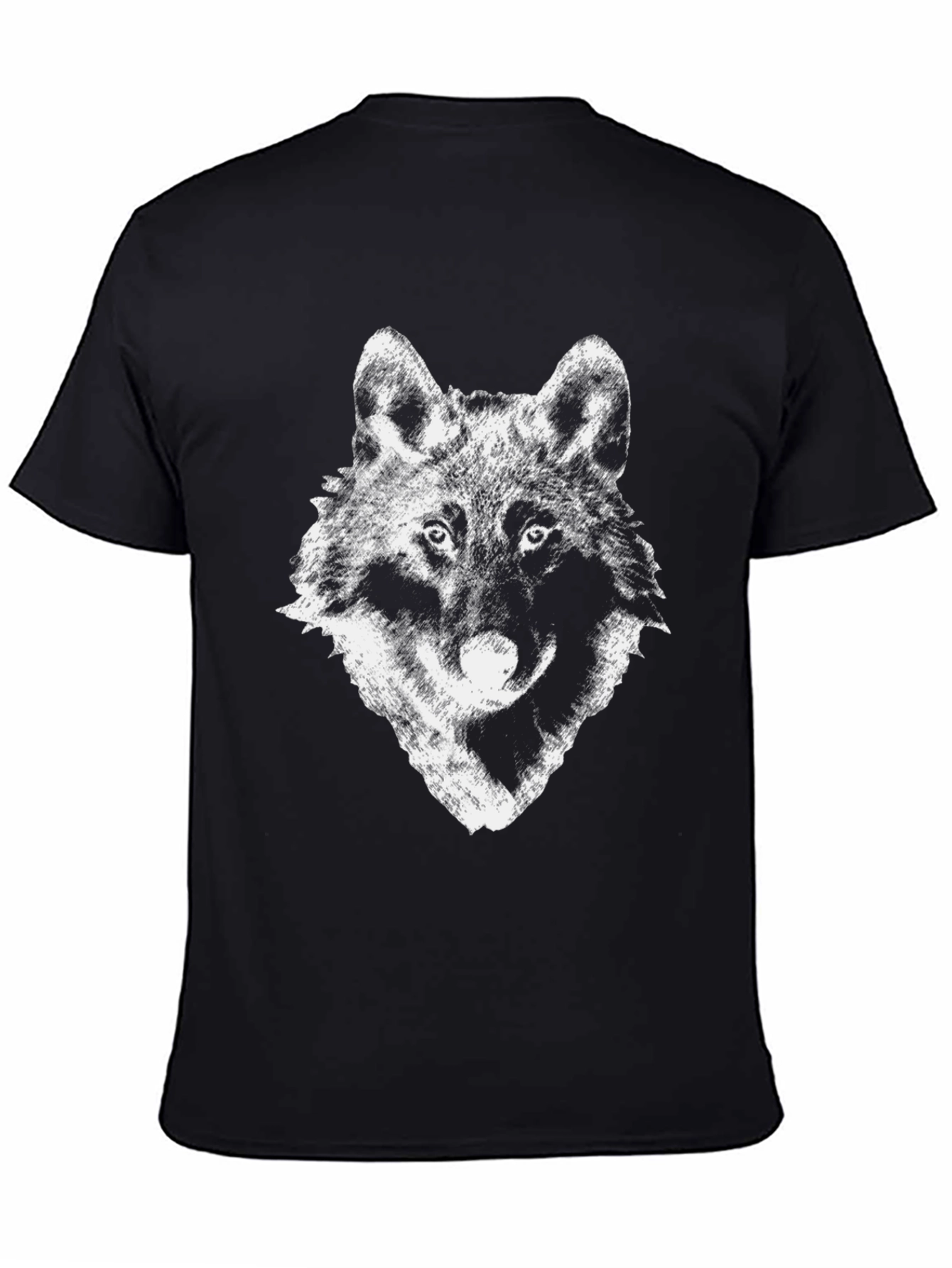 Black Wolf Graphic Tee - Mens Short Sleeve Crew Neck T-Shirt