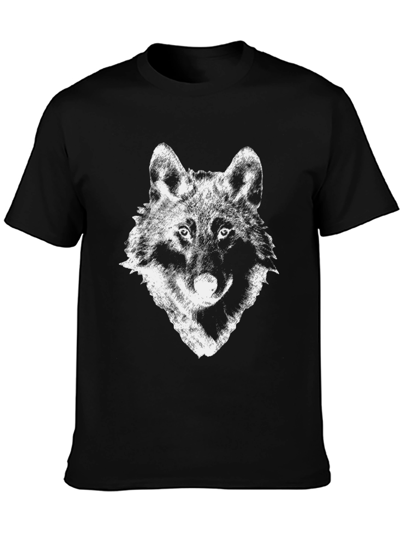Black Wolf Graphic Tee - Mens Short Sleeve Crew Neck T-Shirt