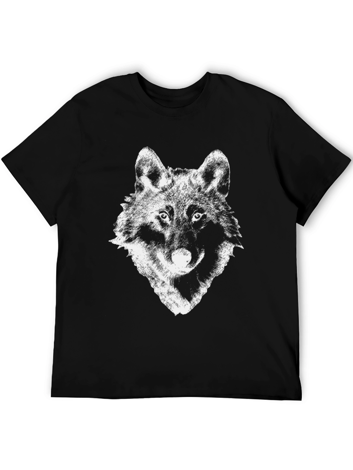 Black Wolf Graphic Tee - Mens Short Sleeve Crew Neck T-Shirt
