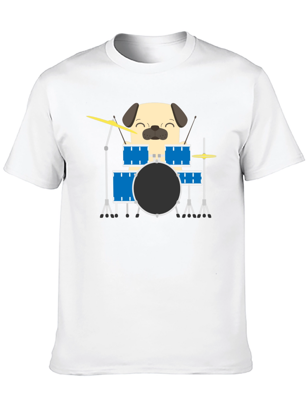 Pug Drummer T-Shirt - Funny Dog Music Tee
