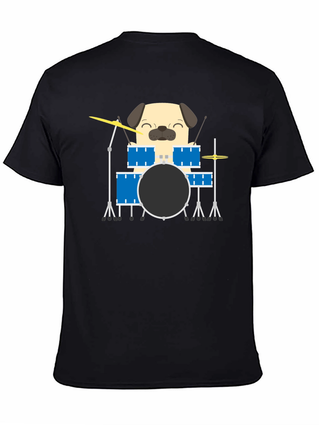 Pug Drummer T-Shirt - Funny Dog Music Tee
