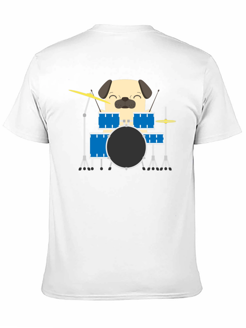 Pug Drummer T-Shirt - Funny Dog Music Tee